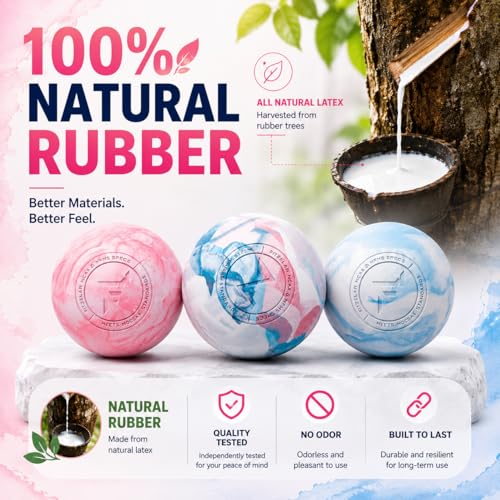 FITZELAR Massage Lacrosse Balls for Myofascial Release, Quality Certification, Massage Deep Tissue for Back and Shoulder, Trigger Point Therapy, Muscle Knots, Relieving Muscle Pain - color: Pink Mix Blue