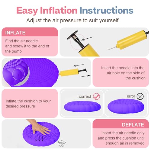 kisnbld Wobble Cushion, Balance Disc with Pump, Core & Posture Training - color: 1Purple