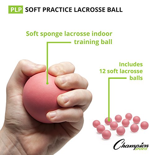 Champion Sports Practice Sponge Lacrosse Balls: Soft Touch for Professional, College & Grade School Indoor Training & Practice - style: Pink (12-Pack) -Indoor Practice Lacrosse Balls