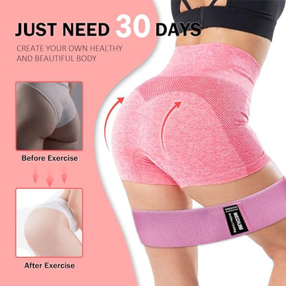 KANGFITER Non-Slip Fabric Resistance Bands for Working Out 3 Levels - color: 1.Green, Pink, Purple 3 PCS
