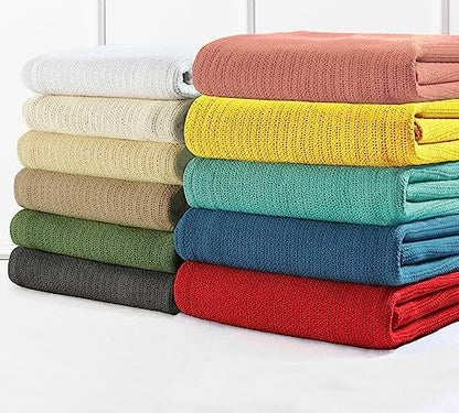 Fiesta - Queen Blanket, Sozy & Cozy Room Essentials, Thermal Cotton Blanket (Full/Queen, Cream) - color: Cream, size: Full/Queen
