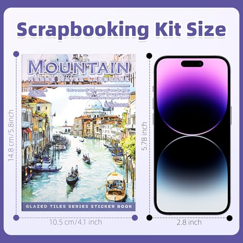 Water Mountain House Sticker Scrapbooking Supplies for Junk Journal, 20 Sheets PET Stickers - Vintage Journaling Stickers, Ephemera Sticker Book Pre Cut(TZ-009-004) - style: Water Mountain House