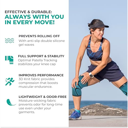 Modvel Compression Knee Brace for Women & Men - 2 Pack Knee Brace for Women Running Knee Pain, Knee Support Compression Sleeve, Workout Sports Knee Braces for Meniscus Tear ACL & Arthritis Pain Relief - color: ARMY BLACK, size: X-Large