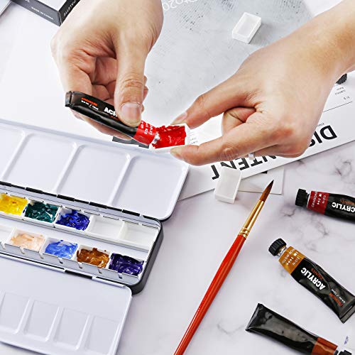 MYARTOOL Empty Watercolor Palette, Metal Empty Watercolor Tin Palette Paint Case with 12 PCS Empty Full Pans for DIY Travel Watercolor Palette, Acrylic and Oil Painting - color: Black, size: 12 PCS Empty Full Pans
