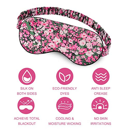OLESILK 100% Natural Mulberry Silk Sleep Eye Mask Block Out Light, Fashion Printed Eye Mask Blindfold for Women Men Full Night Sleeping, Chic Eye Cover Eyeshade, Pattern 3 - color: Pattern 2