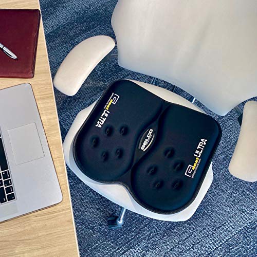 GSeat Ultra Orthopedic Gel and Foam Seat Cushion (Black) – for Coccyx, Back, Tailbone, Prostate, Postnatal, and Sciatica Pain/Discomfort – Office, Car, Chair, Travel - color: Black