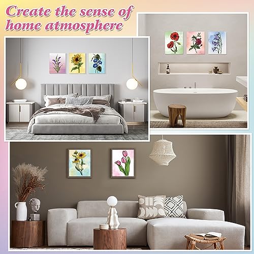 COCHIE 8 Pack 8x10 Inches Flowers Theme Pre Drawn Canvas to Paint, Pre-Printed Canvas for Ladies Sip and Paint Party Favor, Pre Sketched Canvases for Painting for Adults