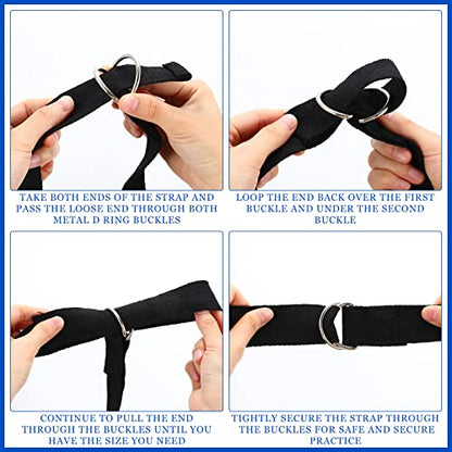 6 Pcs Yoga Straps for Stretching 8 Ft, Safe D Ring Buckle - color: Black