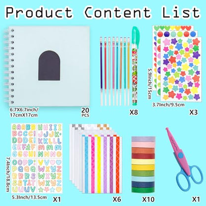 Kid Scrapbook DIY Photo Album Hard Cover Scrapbook Kit for Kids Instant Camera Print Paper with DIY Accessories (Blue) - color: Blue