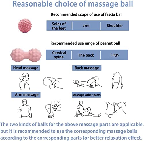 Massage Ball Set, Peanut Massage Ball Double Lacrosse Massage Roller Balls, Acupoint Myofascial Release Muscle Knot Ball, Deep Tissue Trigger Point Therapy Massage Tool for Back Neck Shoulder (Pink) - color: Pink