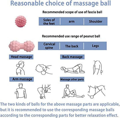 Massage Ball Set, Peanut Massage Ball Double Lacrosse Massage Roller Balls, Acupoint Myofascial Release Muscle Knot Ball, Deep Tissue Trigger Point Therapy Massage Tool for Back Neck Shoulder (Pink) - color: Pink