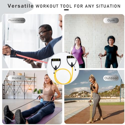 ZHIAMZ Exercise Bands with Handles, Resistance Tube & Door Anchor | Physical Therapy & Rehab, Natural Rubber Tube, Adjustable, D-Handles, Strength, Pilates, Workout - color: Black (Extremely Heavy)