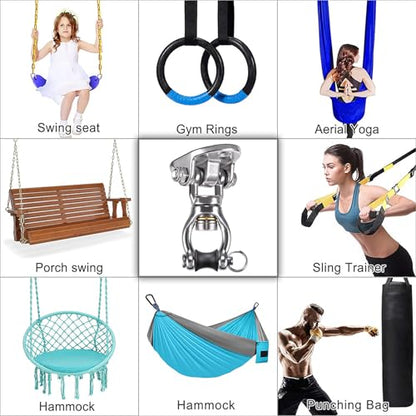 SELEWARE Heavy Duty Bearing Swivel Swing Hanger Stainless Steel Swing Hooks - color: Silver: 360° Bearing Swing Hanger ( 1 Pack )