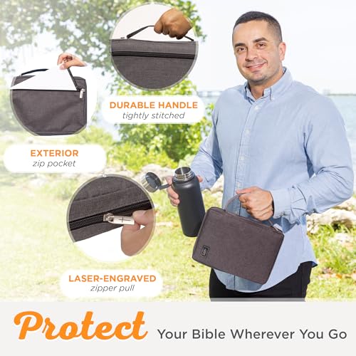 Christian Art Gifts Men/Women's Bible Cover Jesus Fish, Gray Canvas, Small - color: Gray/Jesus Fish, size: Small