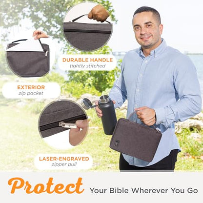 Christian Art Gifts Men/Women's Bible Cover Jesus Fish, Gray Canvas, Small - color: Gray/Jesus Fish, size: Small