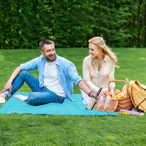 Pocket Picnic Blanket, Small Picnic Blanket 43x55" 2.54 oz Blue for 1-2 - color: Blue (Grey Pack), size: 43x55″