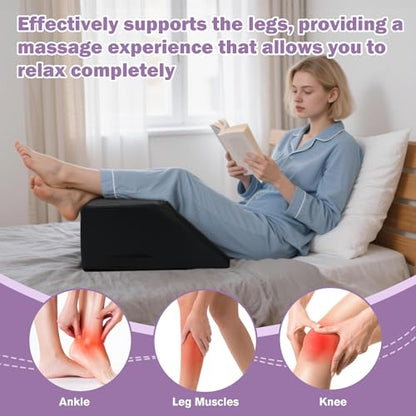 Massage Table Bolster Pillow for Leg Support,Durable 30D Foam with Easy-Clean PUCover,Trapezoidal Elevating Leg Wedge for Physical Therapy 20.4 x 18.5 x 9 Inch(Black)