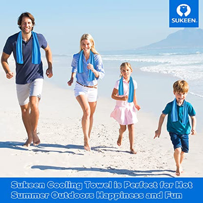 Sukeen 4 Pack Cooling Towels (40"x 12"), Cooling Neck Wraps, Soft Ice Towel - color: Blue/Grey/Royal Blue/Black