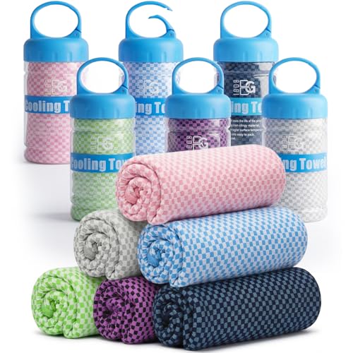 BOGI Cooling Towels for Neck and Face, Soft Breathable Cool Towel for Instant Cooling Stay Cool for Yoga, Sport, Gym, Camping, Running & More Activities - color: 6 Pack-blue+green+grey+nblue+pink+purple, size: 40.00" x 12.00"
