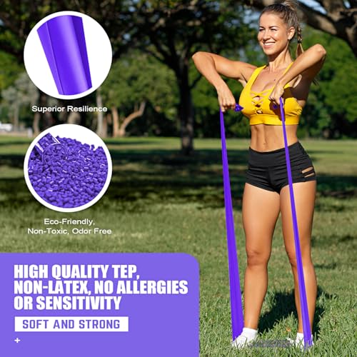 HPYGN 3 Levels Non-Latex Exercise Bands for Physical Therapy & Yoga, Professional Resistance Bands Set for Working Out, Strength Training, Pilates & Rehab, TPE Elastic Stretch Bands for Seniors, Women - color: 2-Purple, size: 4.9ft