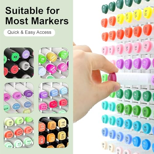 Marker Organizer, 135-Slot Marker Holder with Adjustable Dividers | Holds 135 Markers • Adjustable Dividers • Space-Saving Design • Easy Assembly • Home, Office & Classroom - size: 135 Holes