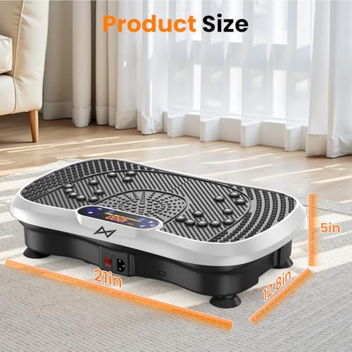 AXV Vibration Plate Fitness Platform Exercise Machine Body Vibrating Board | Curved Design Powerful 200W Bluetooth Oscillating Shake Plate for Lymphatic Drainage Recovery Whole Body Toning With Handles - color: BT.PRO.WHITE