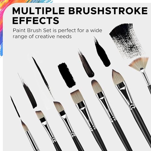 Bougimal 25-Piece Professional Paint Brush Set, Ideal for Acrylic, Oil, Watercolor & Gouache Painting, Includes Canvas Roll-Up Case & Palette Knife - Art Supplies Gift Set - size: 25PCS