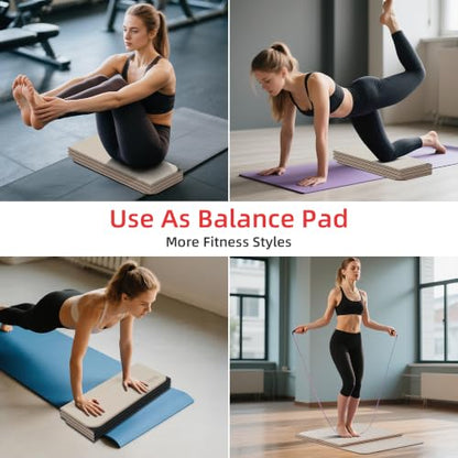 WEILA 1/2 Inch 70"x24" Foldable TPE Yoga Mat, Thick Non Slip Pilates Mat - color: Light Coffee