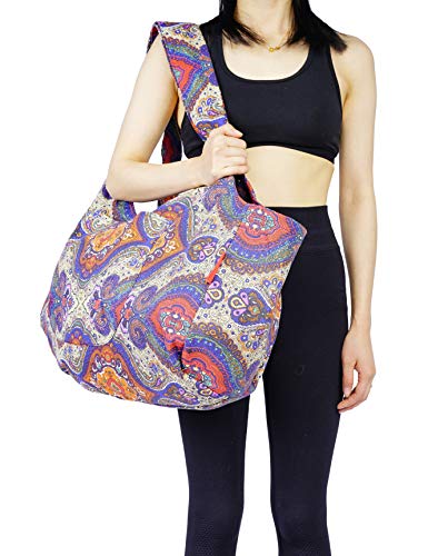 Aozora Yoga Mat Bag Large Yoga Mat Tote Sling Carrier with Pockets Fits Mats with Multi-Functional Storage Pockets Light and Durable - color: Celestial