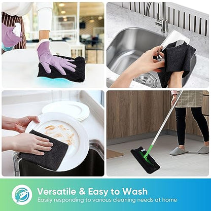HOMEXCEL Black Microfiber Cleaning Cloth, Microfiber Towels for Car, 12 PK | Lint Free Cleaning Rags for Household, Kitchen, Car Wash Towels for Detailing Drying, Scratch-Free, 11.5"X 11.5" - color: Black