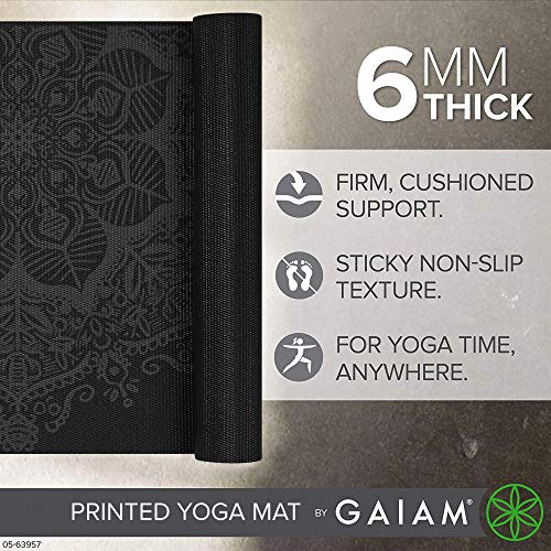 Gaiam Premium Yoga Mat, 6mm Thick Print Mat - color: Midnight Mandala