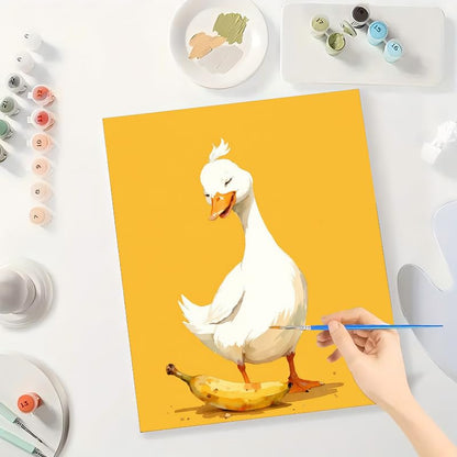 Share Young Goose and Banana Paint by Numbers Kit for Adults - DIY Funny Goose Painting on Canvas 16x20In, Frameless Acrylic Paint Set, Suitable for Beginners, Art for Home Decoration or Gifts