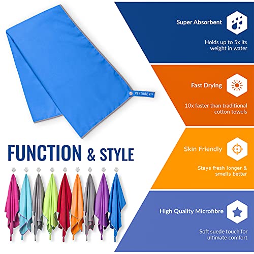 VENTURE 4TH Quick Dry Travel Towel, Ultra Soft Microfiber - 3 Sizes - color: Navy Gray, size: 72.00" x 31.50"