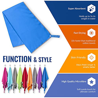 VENTURE 4TH Quick Dry Travel Towel, Ultra Soft Microfiber - 3 Sizes - color: Navy Gray, size: 72.00" x 31.50"