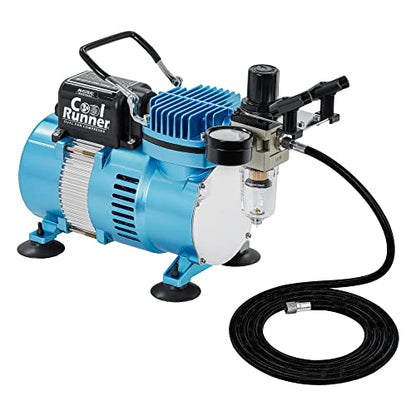 Master Airbrush Air Brush Kit with Air Compressor TC-320, 1/5 HP Cool Runner II Dual Fan with Regulator, Water Trap & Holder - style: Cool Runner