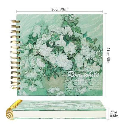 SuyuanArt Hardcover Square Sketchbook 8" x8", Thick Acid-Free Paper for Drawing Spiral Bound, Portable Mixed Media Art Sketch Pad,Drawing Sketching Gift for Artists - color: Roses 8.3" x 8.3"