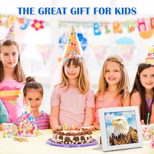 Leixonl Diamond Art Kits for Kids with Framed (7 in) Cartoon Animals DIY Gem Art Painting - Arts & Crafts Gifts for Beginners & Teens (1p-6 in-Eagle) - color: 1p-6 in-eagle