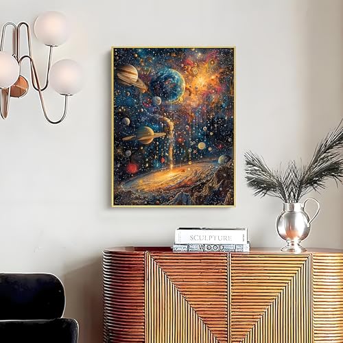 Shouruihua Diamond Painting Kits for Adults, Planets Diamond Art Kits | Space, Universe, Gem Art, Diamond Dotz Kits, Diamond Dots, Wall Art, Adult Crafts, Full Round Drill Diamond, 11.8x15.7 in - color: Planets