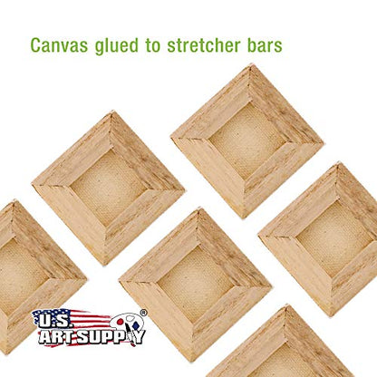 U.S. Art Supply 3x3 Mini Canvases for Painting, 72 Pack Bulk Small Stretched Artist Canvas Professional Primed - Ideal for Arts & Crafts | Mini Primed Artist Stretched Canvas, Ideal for Arts & Crafts, Weddings, Birthdays - size: 3" x 3" - Pack of 72