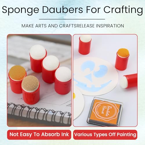 40 Pieces Sponge Daubers with Storage Case - Applicator for Stenciling, Sponging, and Detailed Effects - Fits Over The Finger and Makes Blending Accuracy Easier - color: Red