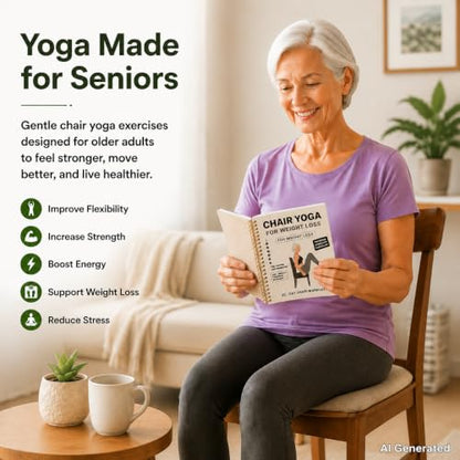 Chair Yoga for Seniors Over 60 Book, 30-Day Balance & Mobility Guide - color: White