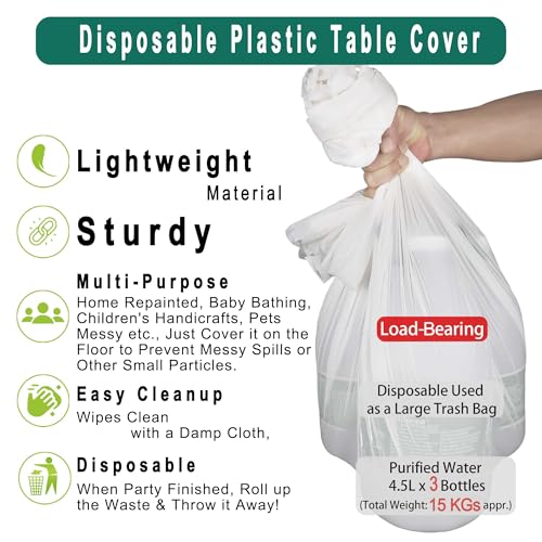 White Plastic Tablecloths 2 Pack Disposable Table Covers 84 Inch Circle Bridal Shower Party Tablecovers PEVA Solid Table Cloths for BBQ Picnic Birthday Wedding Banquet Parties 6 ft Round Table Use - color: G01 White