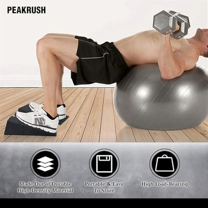 2 Pcs Versatile Squat Wedge Block for Heel Elevated Squat, Heavy-Duty Calf Stretcher Slant Board to Enhance Mobility, Balance & Strength Performance