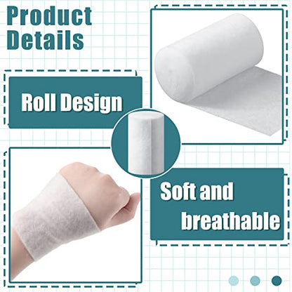 Nuanchu 12 Rolls Medical Cotton Cast Padding Plaster Cloth,6 Inch X 8.8 ft | Individual Wrapped, Undercast Protection Padding, Soft Cloth for Body Casts, Halloween Bandage Art, Mask Craft Supplies - size: 6 Inch X 8.8 ft