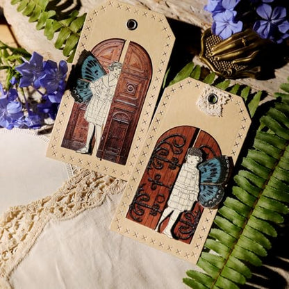 CATaireen Vintage Junk Journal Decoupage Elements Paper Card Pre Cut Cardstock Chipboard Small Embellishments Art Aesthetic Scrapbook Cutout DIY Supplies Kit Ephemera Pack for Adults (Door)