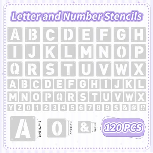 120Pcs Letter Stencils Reusable Letter Number Stencils for Painting Craft | Small Plastic Alphabet Number,Drawing Stencil,on Wall,Wood,Chalkboard,Fabric,DIY Art Project,1+2+3 Inch - size: 1+2+3 Inch