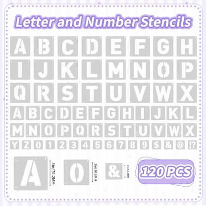 120Pcs Letter Stencils Reusable Letter Number Stencils for Painting Craft | Small Plastic Alphabet Number,Drawing Stencil,on Wall,Wood,Chalkboard,Fabric,DIY Art Project,1+2+3 Inch - size: 1+2+3 Inch