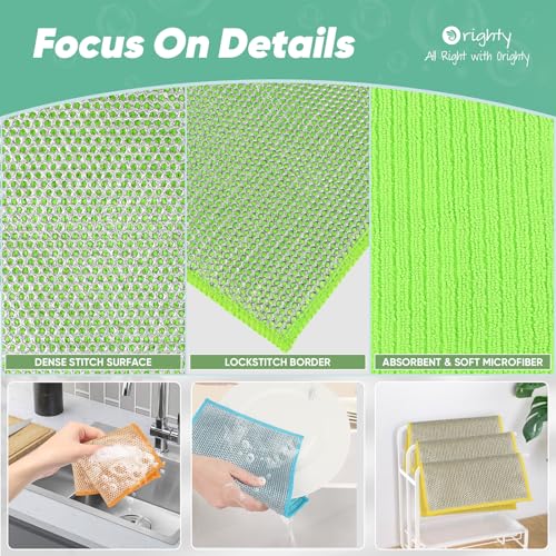 Orighty Dish Cloths, 12 Pack Double-Layer Metal Dish Rags, 7"x8" - color: Multicolor