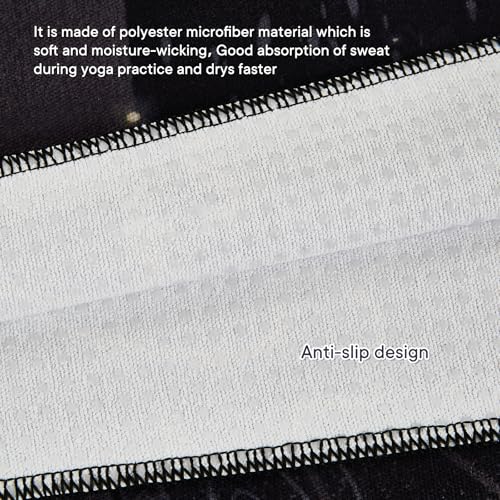Yoga Towels, Non Slip Hot Yoga Mat Towel with Grip Dots,Super-Absorbent Soft Microfiber Yoga Blanket for Pilates, Fitness and Workout 72inch x 24inch - color: Black Flower