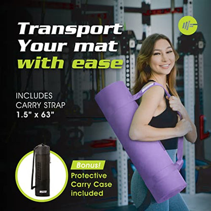 Extra Thick Yoga Mat for Women – TPE 10 mm-Thick Non-Slip Yoga Mat & Nylon Mat Strap – Men’s Fitness & Workout Mats for Home Gym – 26 x 74 In. Indoor-Outdoor Meditation & Exercise Mats by PowX
